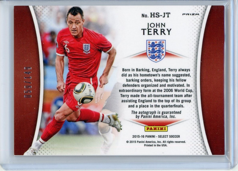 2015 Panini Select John Terry Historic Signatures Orange Prizm Auto #/149 view 2
