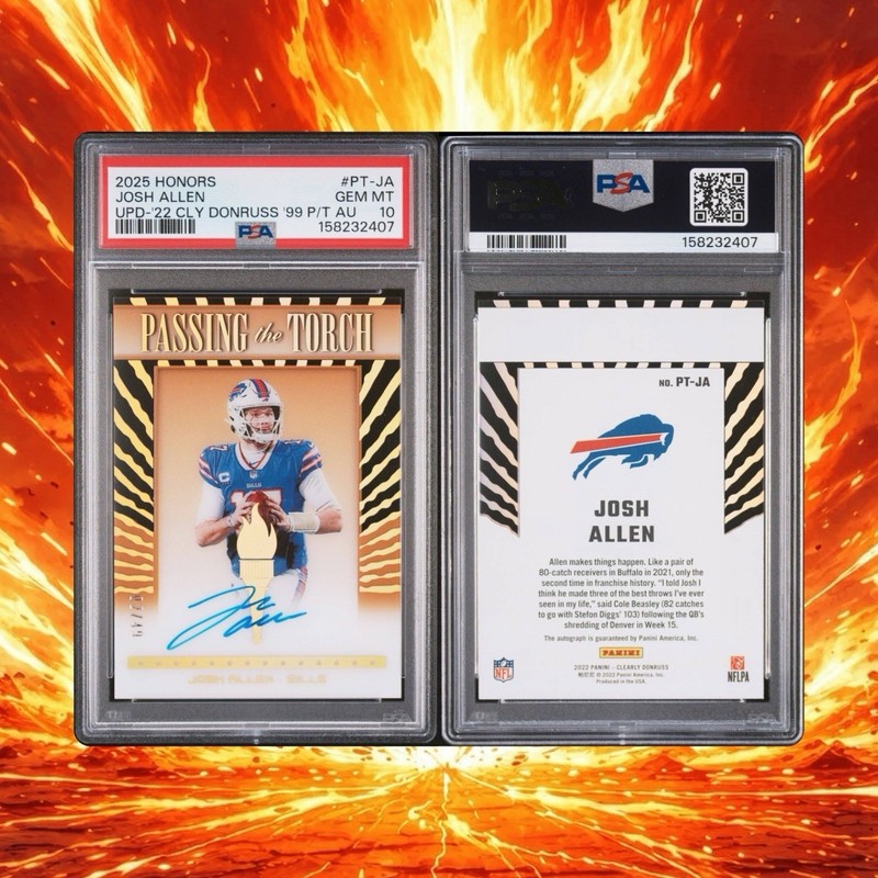2025 PANINI HONORS UP JOSH ALLEN UPD-'22 CLY DONRUSS '99 P/T AU /49 PSA 10 POP 1