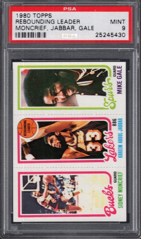 1980 Topps Sidney MONCRIEF (RC) / Kareem ABDUL-JABBAR / GALE PSA 9 MINT Centered