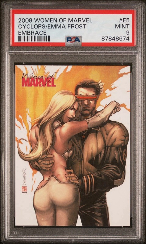 2008 RITTENHOUSE WOMEN OF MARVEL EMBRACE E5 CYCLOPS/EMMA FROST PSA 9 POP 1