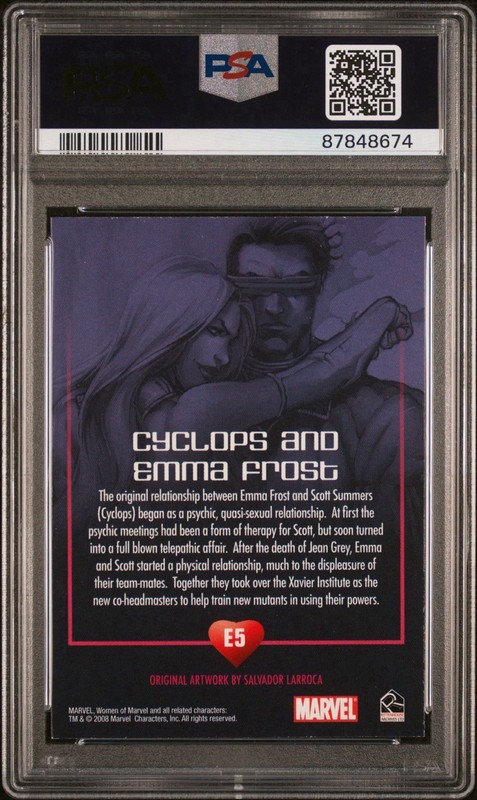 2008 RITTENHOUSE WOMEN OF MARVEL EMBRACE E5 CYCLOPS/EMMA FROST PSA 9 POP 1 view 2