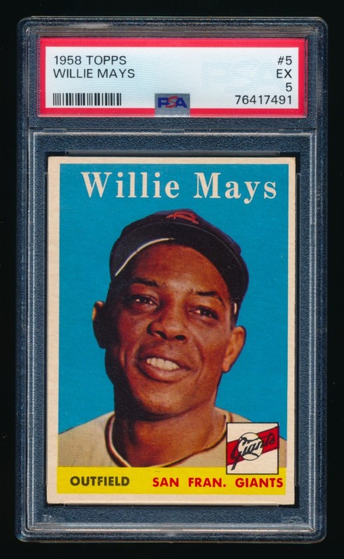 1958 Topps #5, Willie Mays PSA 5 EX *Great Color* Nice