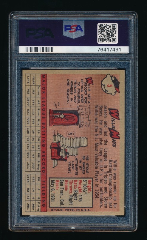 1958 Topps #5, Willie Mays PSA 5 EX *Great Color* Nice view 2