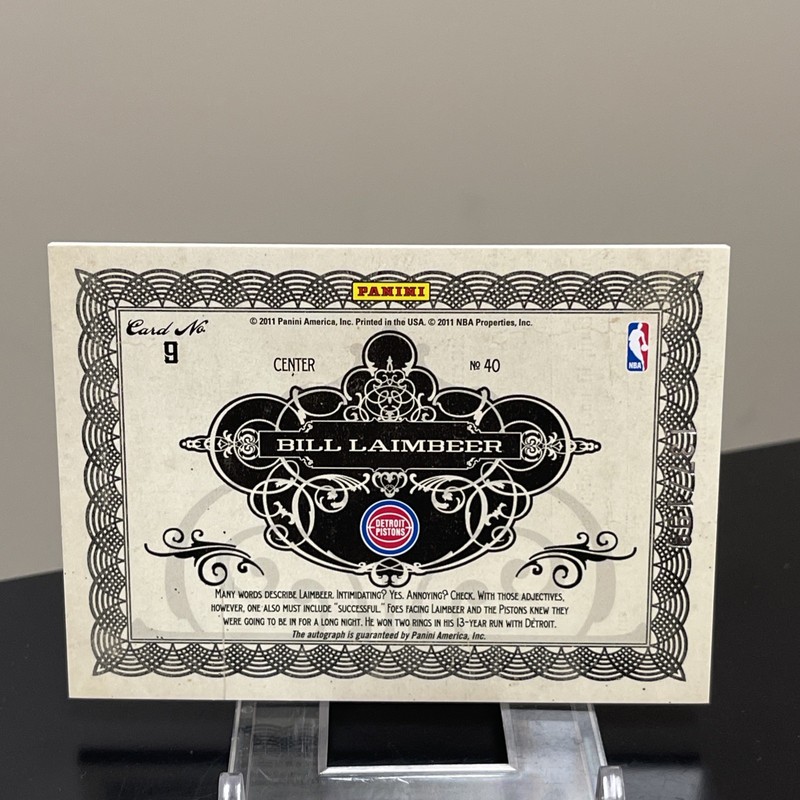 2011 Panini Gold Standard NBA Team Logo Signatures /199 Bill Laimbeer Patch Auto view 2