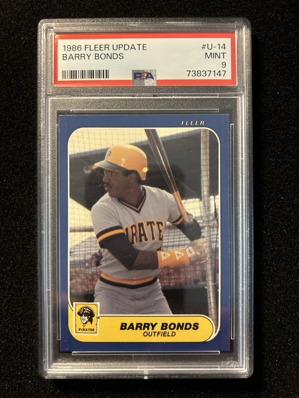 1986 Fleer Update Barry Bonds Rookie RC #U-14 PSA 9 Mint Pittsburgh Pirates