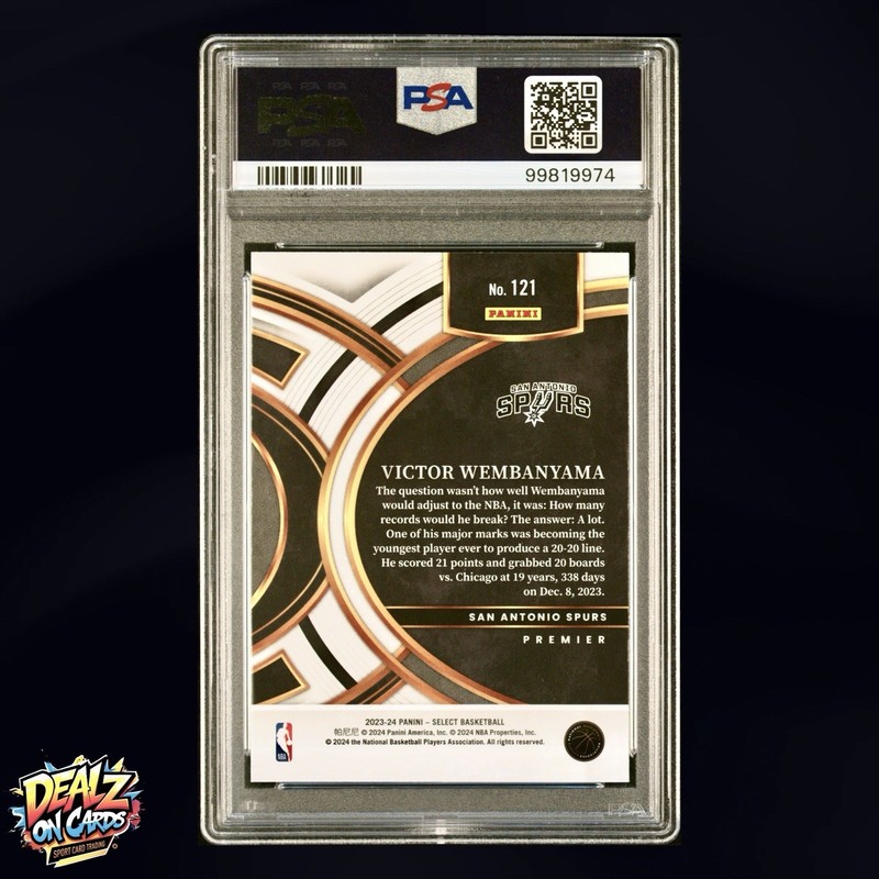 2023 Panini Select Victor Wembanyama Premier Level Rookie Card 121 PSA 10 GEM MT view 2
