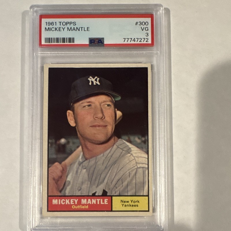 Topps 1961 Mickey Mantle #300 PSA 3 Graded Base Set New York Yankees MLB view 1