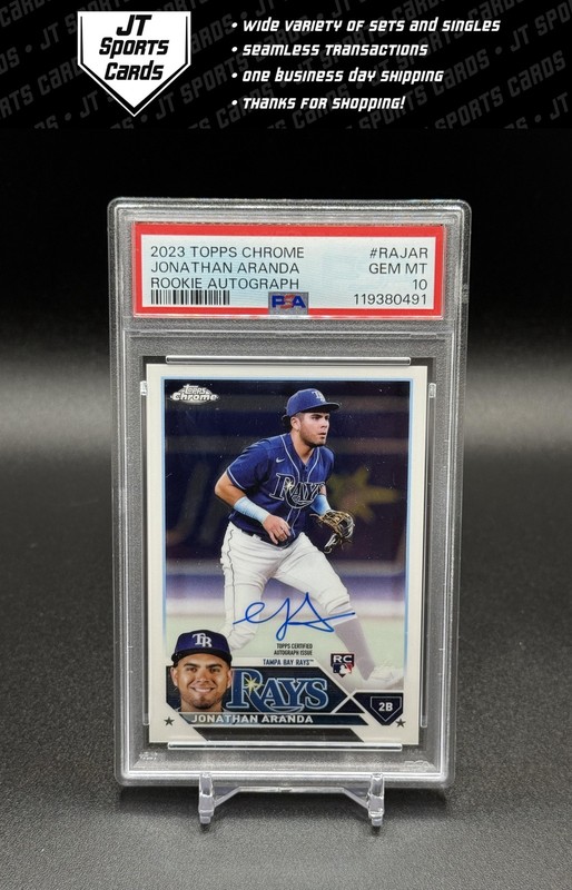 2023 Topps Chrome Jonathan Aranda RA-JAR RC Auto PSA 10 Tampa Bay Rays