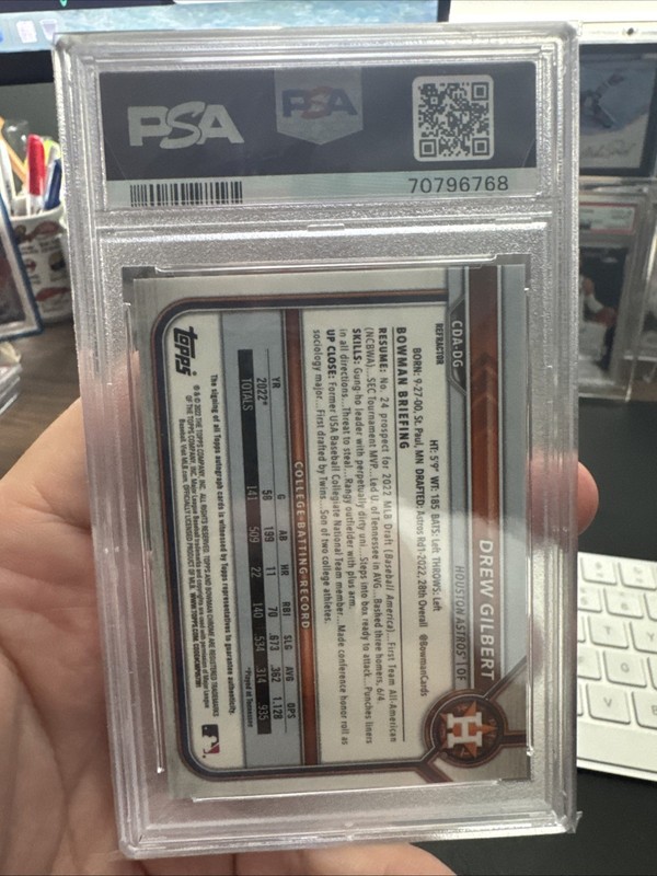 2022 Bowman Draft Astro Chrome Auto Refractor /499 Drew Gilbert PSA 9 #CDADG view 2