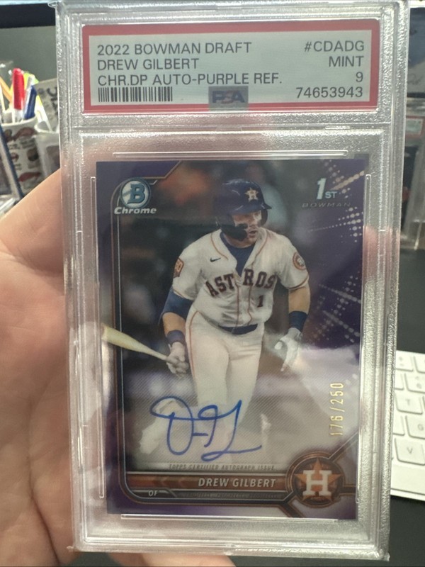 2022 Bowman Chrome Draft Drew Gilbert 1st Auto Purple /250 PSA 9