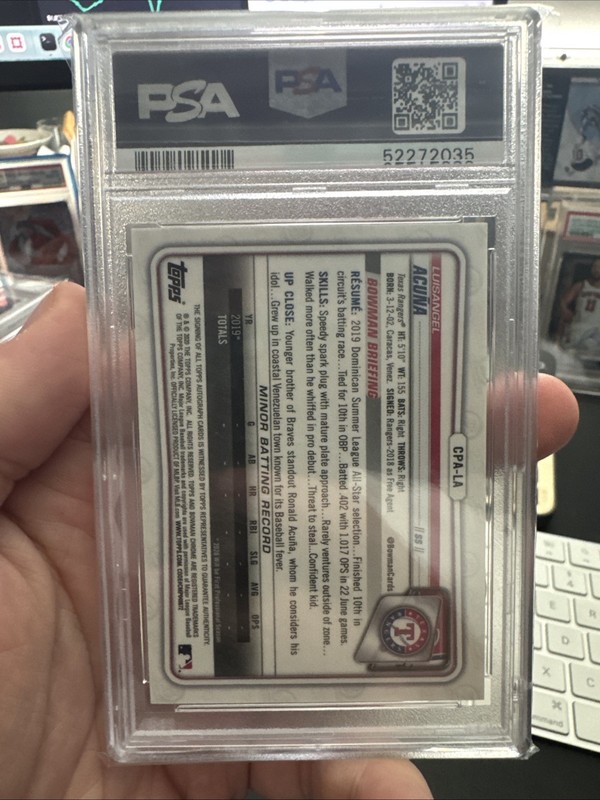 2020 Bowman Chrome Luisangel Acuna Auto #CPA-LA PSA 9 view 2