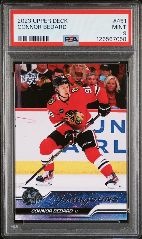 Connor Bedard Rookie 2023 Upper Deck Young Guns RC #451 PSA 9