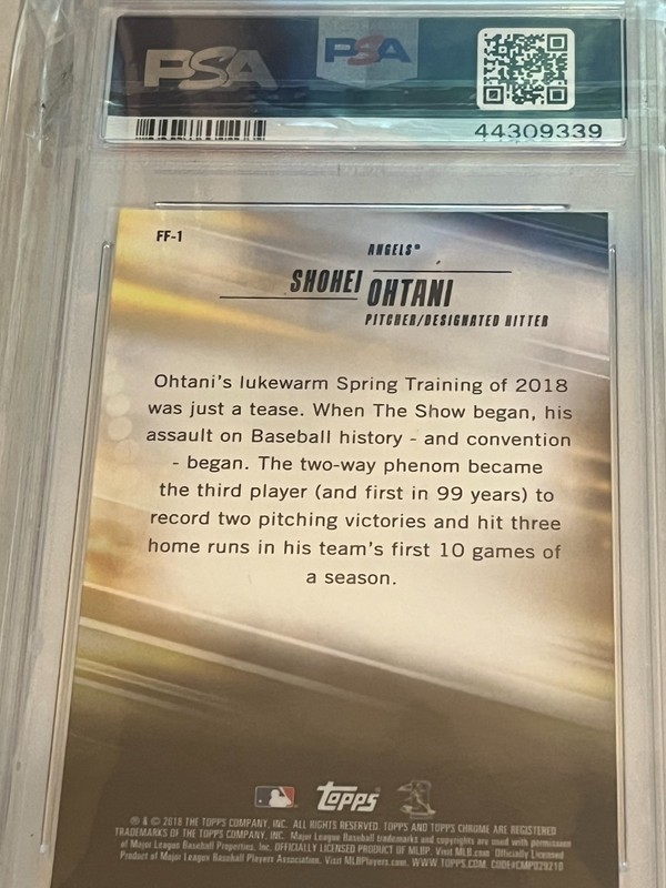 2018 TOPPS CHROME FRESHMAN FLASH #FF-1 SHOHEI OHTANI ROOKIE RC PSA 9 view 2
