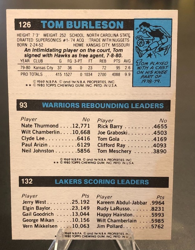 1980-81 Topps Kareem Abdul-Jabbar / Robert Parish / Tom Burleson #93 / 126 / 132 view 2