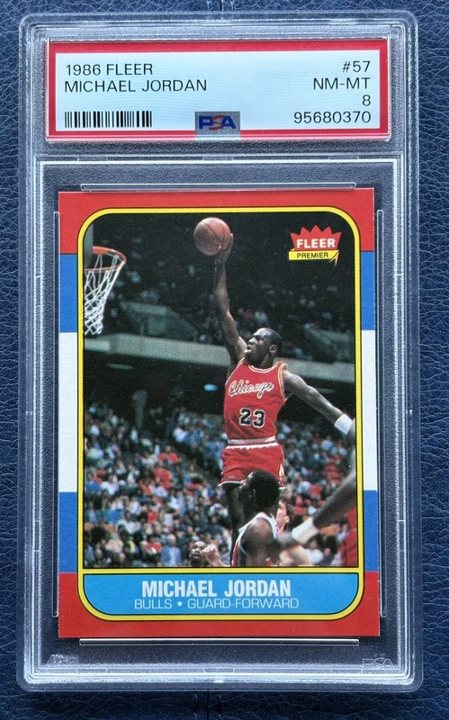 1986 FLEER PSA 8 MICHAEL JORDAN #57 ROOKIE CARD RC NM-MINT Chicago Bulls 