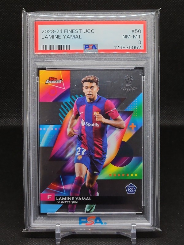 Lamine Yamal Rookie 2023 Topps Finest UCC #50  PSA 8