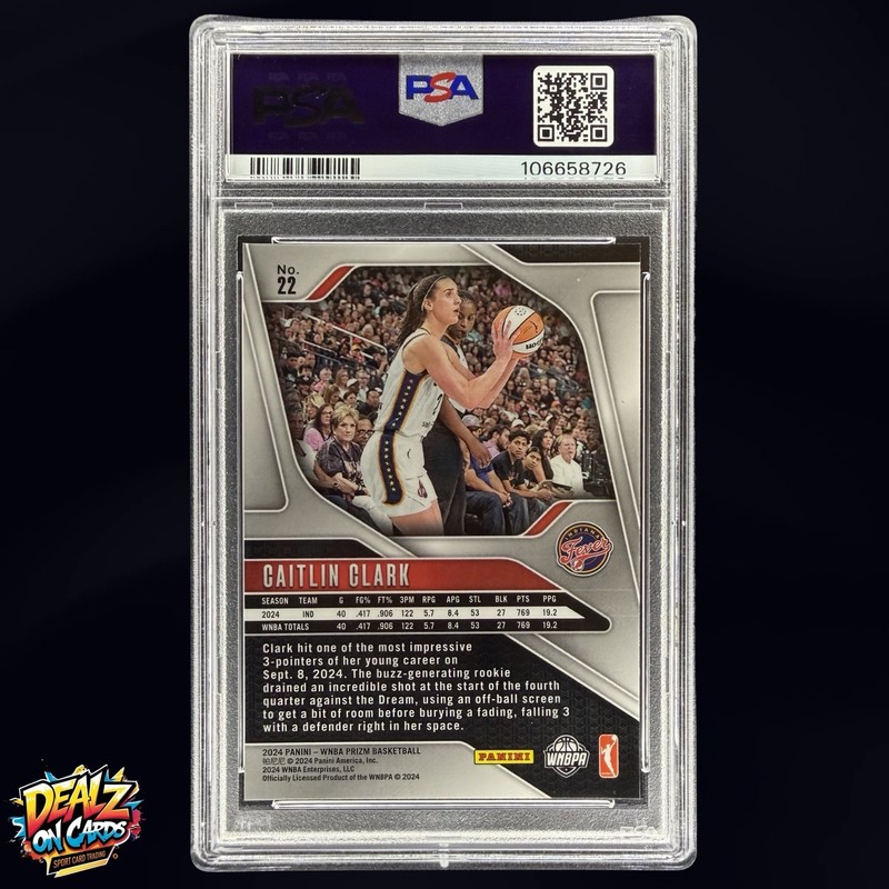 2024 Panini Prizm WNBA Caitlin Clark Rookie Card #22 RC PSA 10 GEM MINT Fever view 2