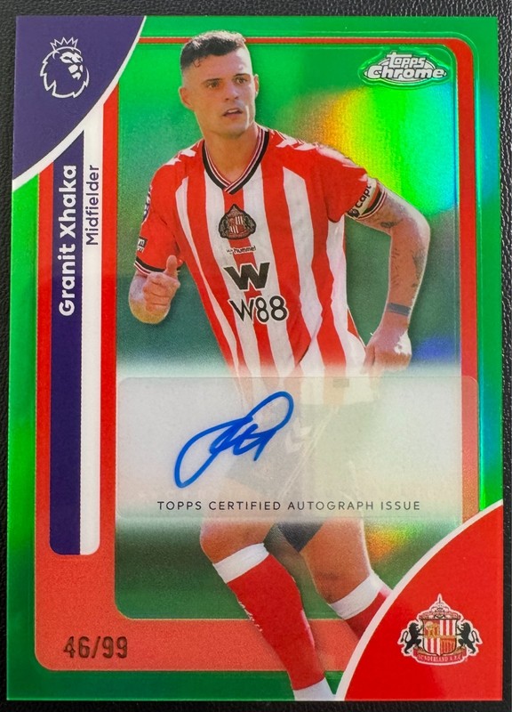 Granit Xhaka 2025 Topps Chrome Premier League Green Refractor Auto /99 #CA-GX