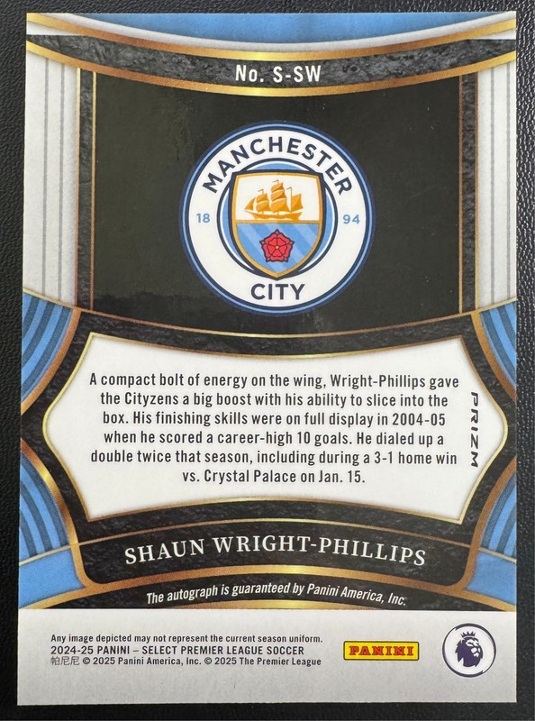 2023-24 Select SHAUN WRIGHT-PHILLIPS AUTO - Premier League Signatures #S-SW, EX view 2