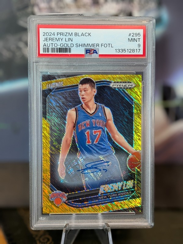 2024 Panini Prizm Black Gold Shimmer FOTL Jeremy Lin AUTO /10 Knicks PSA 9