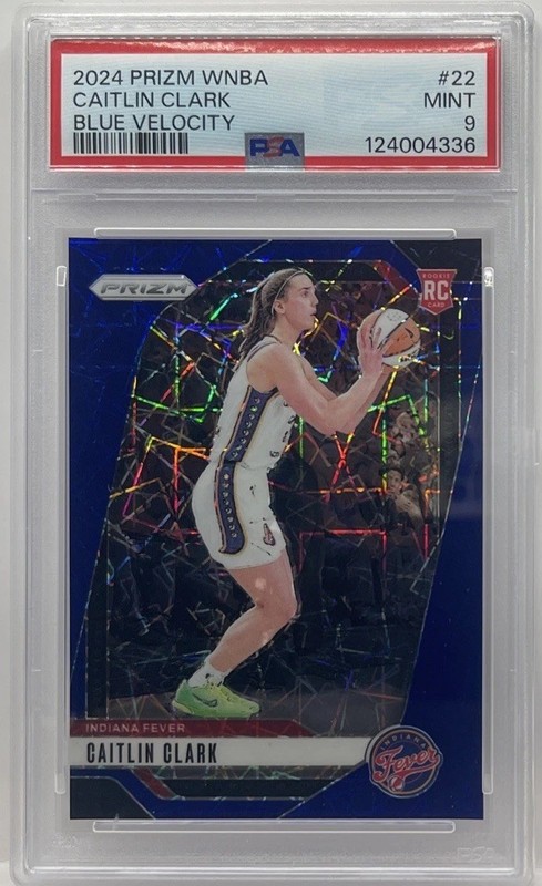 2024 Panini WNBA Prizm Caitlin Clark RC Blue Velocity Rookie #22 Fever PSA 9 SP