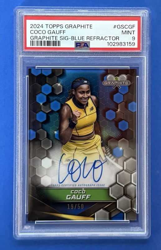 2024 Topps Graphite Blue Refractor Coco Gauff 19/50 Auto Autograph Mint PSA 9