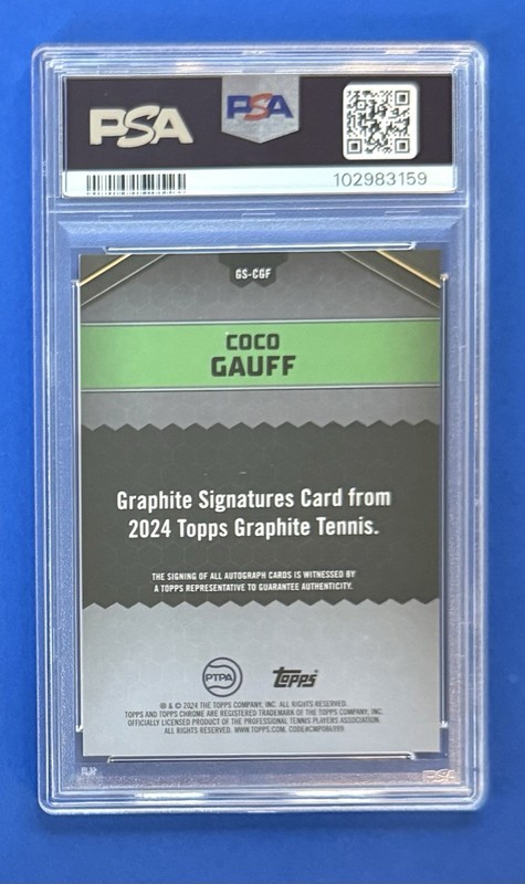 2024 Topps Graphite Blue Refractor Coco Gauff 19/50 Auto Autograph Mint PSA 9 view 2