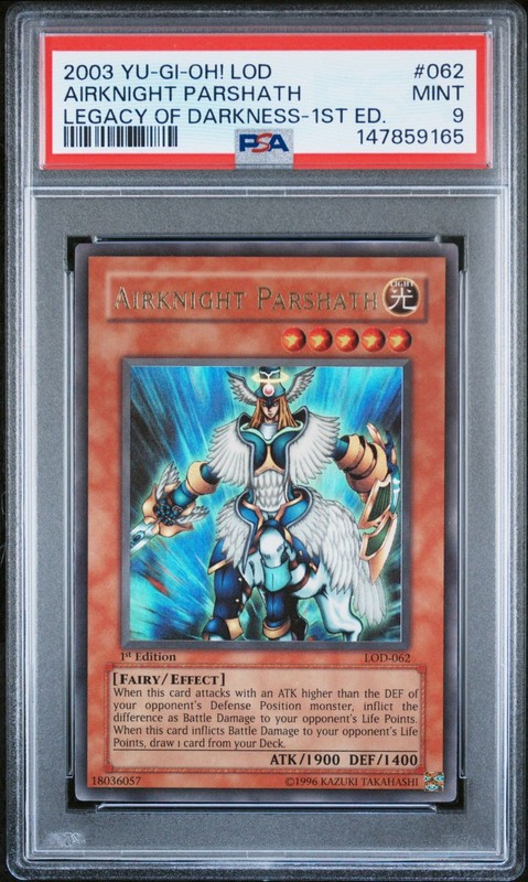 PSA 9 1st Edition LOD-062 Airknight Parshath Legacy of Darkness Yu-Gi-Oh Card