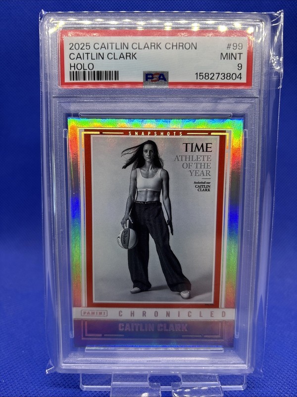 2025 Panini Caitlin Clark Chronicled - Snapshots Caitlin Clark #99 Holo PSA 9