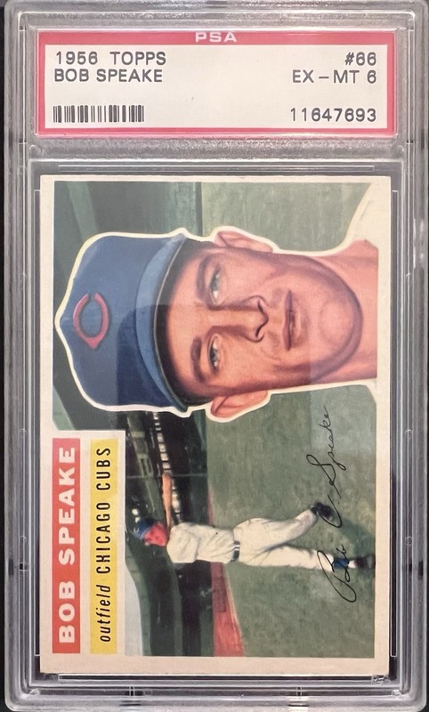 1956 Topps Gray Back Bob Speake #66 PSA 6 EX-MT Chicago Cubs ~ Vintage 💥