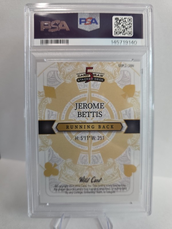 2024 WildCard 5 Card Draw Jerome Bettis -SDPJ-JBN- White & Green Joker 1/1 PSA 9 view 2