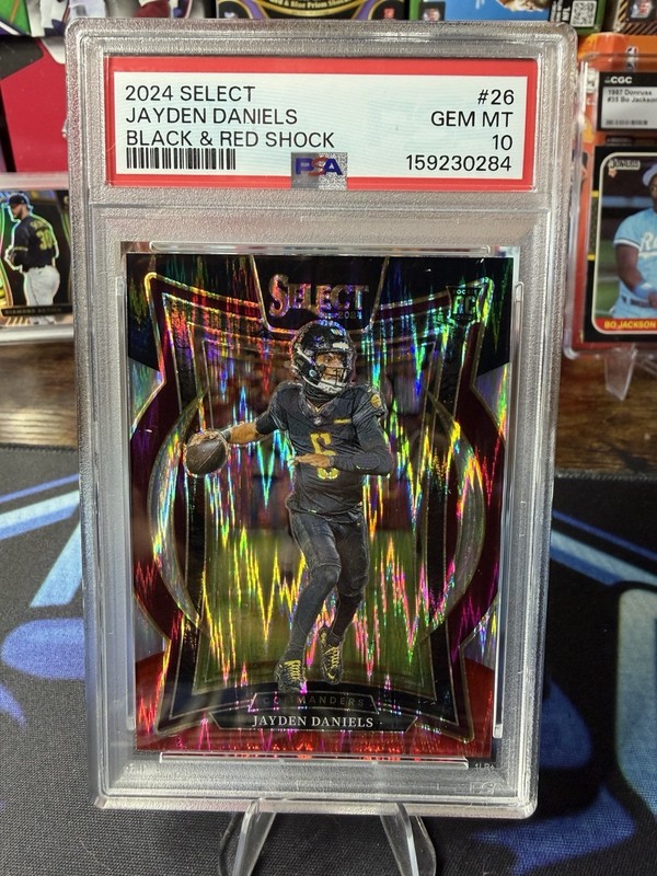 2024 Panini Select Concourse Jayden Daniels #26 Black & Red Shock Prizm PSA 10