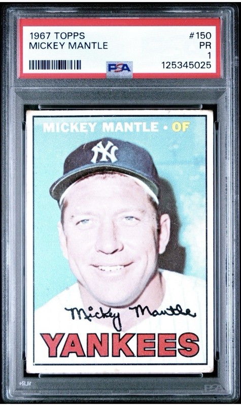 MICKEY MANTLE 1967 TOPPS PSA 1 ! *FRESHLY GRADED ! *DEAD CENTERED FRONT/BACK !