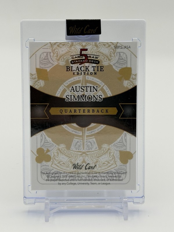 Wild Card 2026 Black Tie Edition Austin Simmons Football 1/1 Auto #SDPS-ASA view 2