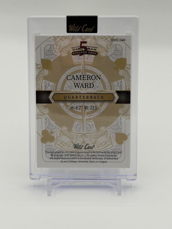 Wild Card 5 Card Draw Stacked Deck Cameron Ward Football 1/1 Auto #SDHS-CWA view 2