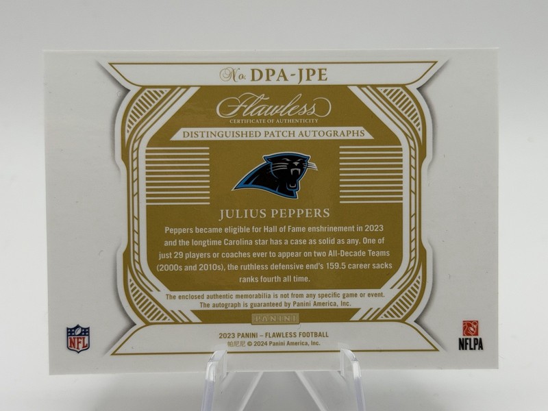 2023 Flawless Julius Peppers Distinguished Ruby Patch AUTO /15 view 2