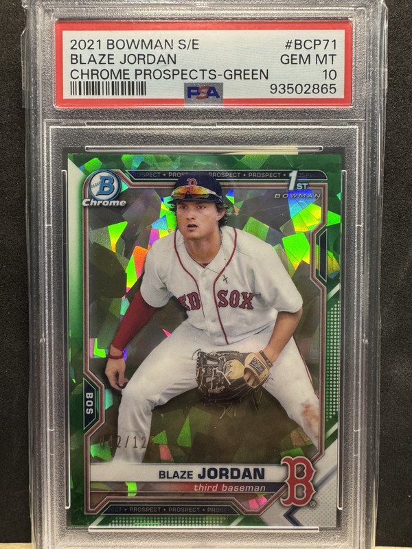2021 BLAZE JORDAN Bowman Chrome 1st RC Sapphire Green 125 PSA 10 GEM MINT Red 🔥