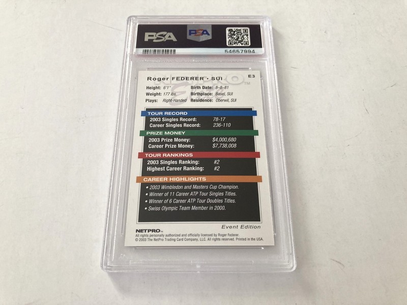 2003 NETPRO ELITE EVENT EDITION ROGER FEDERER #E3 SHORT PRINT RC PSA 9 view 2