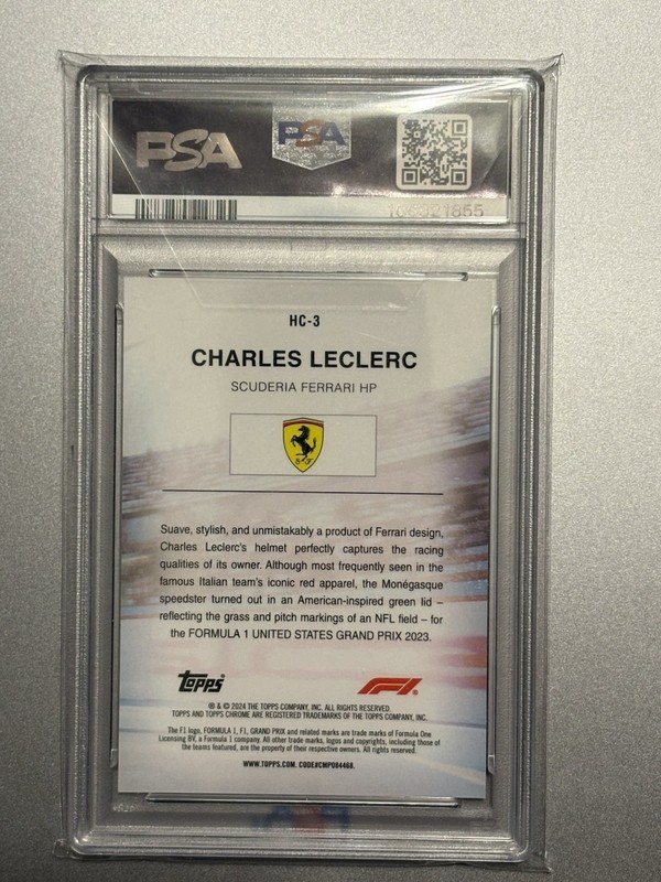 CHARLES LECLERC 2024 Topps Sapphire F1 Helmet Collection Red #HC3 - PSA 9 - #2/5 view 2