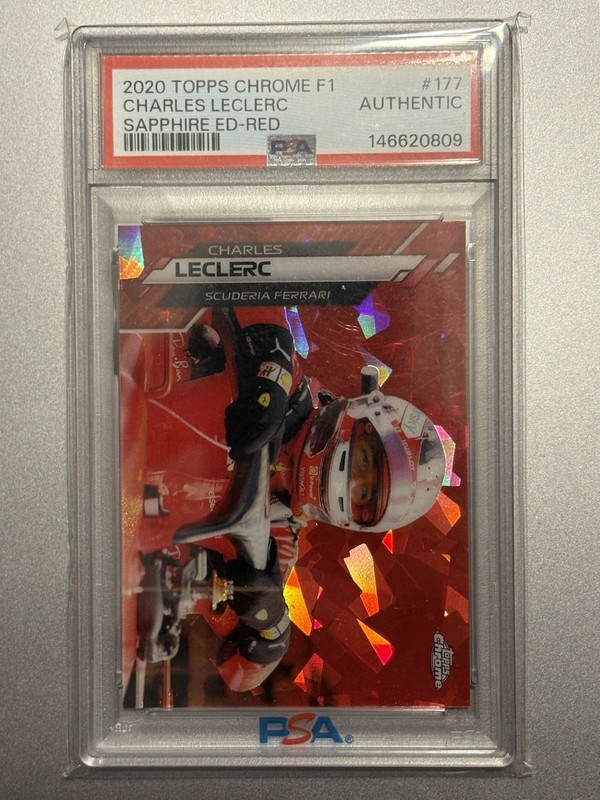 CHARLES LECLERC 2020 Topps Chrome Sapphire F1 RED #177 RC - PSA AUTH - #4/5