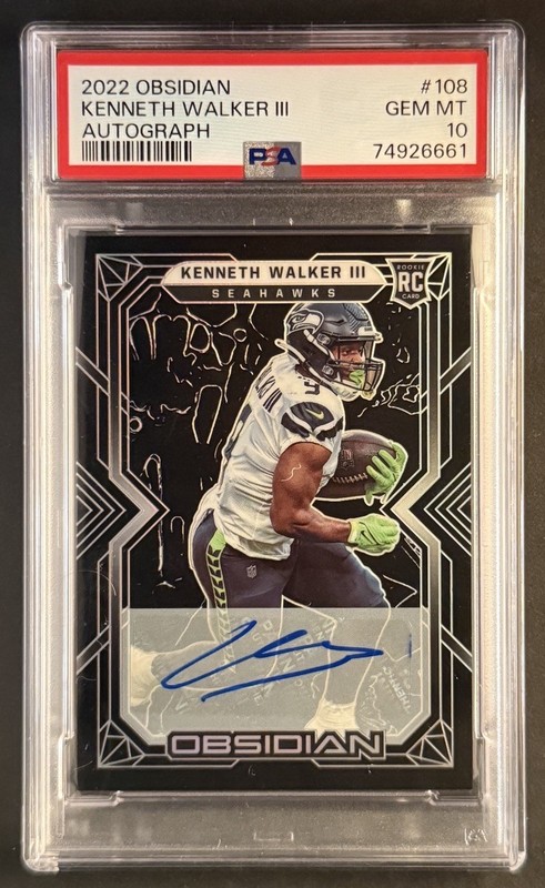 Kenneth Walker III 2022 Panini Obsidian #108 Auto /199 Rookie RC PSA 10