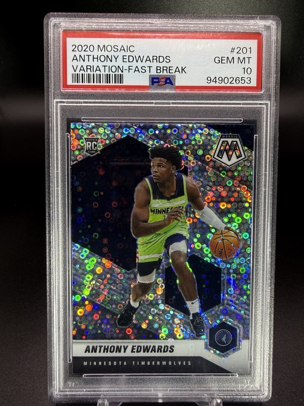 🏀🔥2020 Panini Mosaic Anthony Edwards (RC) Fast Break Variation PSA 10🔥🏀