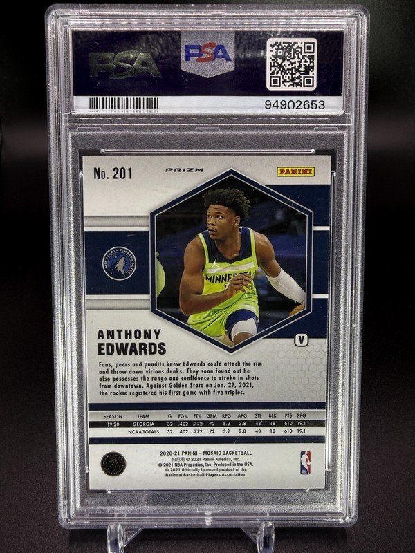 ππ₯2020 Panini Mosaic Anthony Edwards (RC) Fast Break Variation PSA 10π₯π view 2