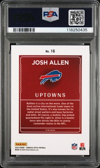PSA 9 MINT 2024 Panini Donruss Optic - Uptowns Josh Allen #16 view 2