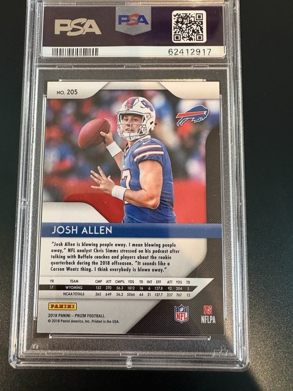 PSA 10 GEM MINT 2018 Panini Prizm - Rookie Josh Allen #205 (RC) view 2