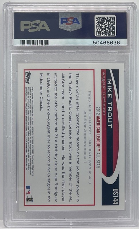 2012 Topps Update #US144 Mike Trout With Bat Angels RC Rookie PSA 10 GEM MINT view 2