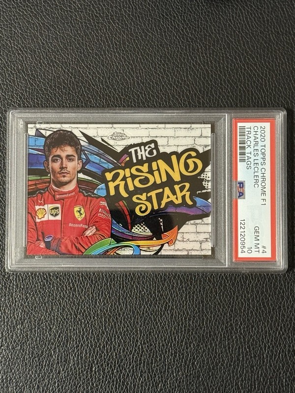 2020 Topps Chrome F1 Track Tags Charles Leclerc TT-4 The Rising Star PSA 10 view 1