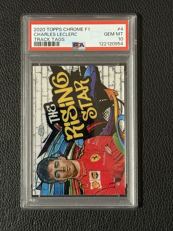 2020 Topps Chrome F1 Track Tags Charles Leclerc TT-4 The Rising Star PSA 10 view 2