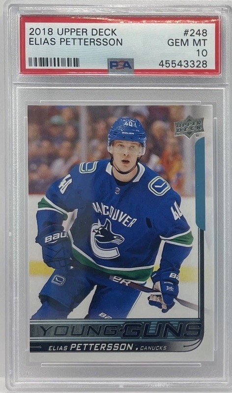2018-19 Upper Deck Elias Pettersson Young Guns #248 PSA 10 Gem Mint Rookie RC