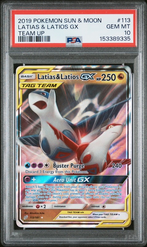 POKEMON LATIAS & LATIOS GX 113/181 TEAM UP 2019 BASE VERSION LOVE BIRDS PSA 10